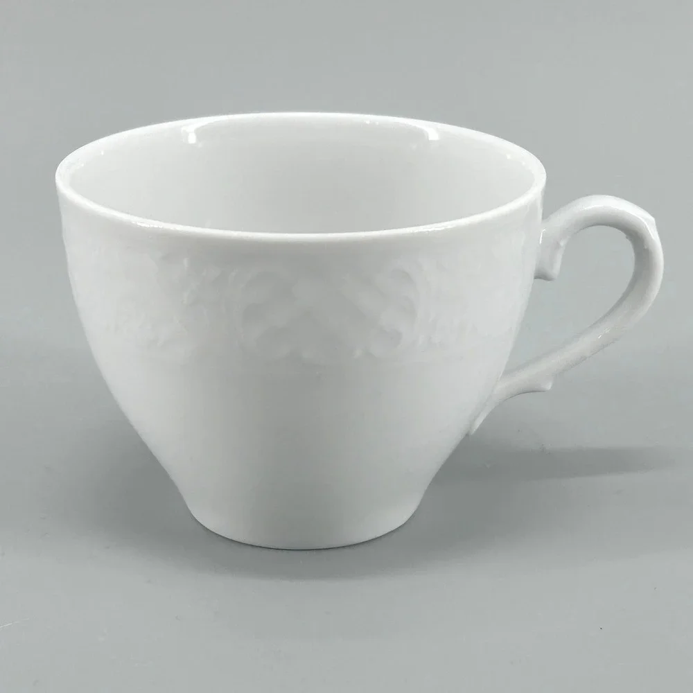 Oscar de la Renta Old Dresden Fine China 12 Tea Cups and 1 Creamer All White